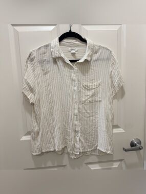 Women’s Cream Casual Lightweight Soft Rayon Earthy Classy Casual Button Up XL